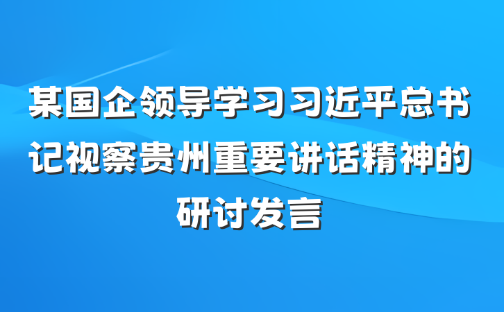 某国企领导学习习近平总书记视察贵州重要讲话精神的研讨发言