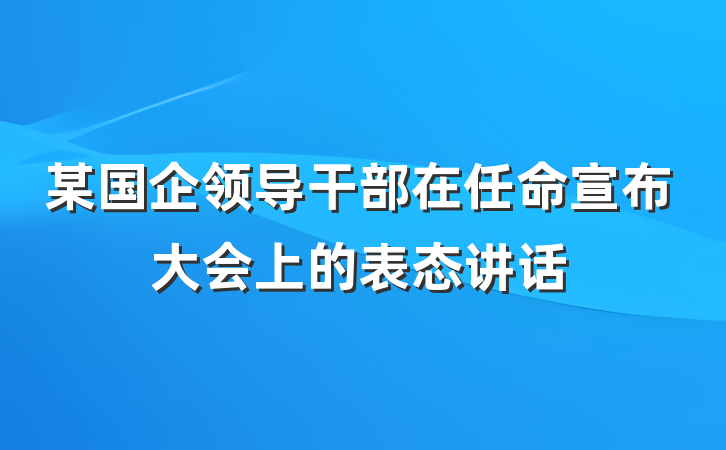 某国企领导干部在任命宣布大会上的表态讲话