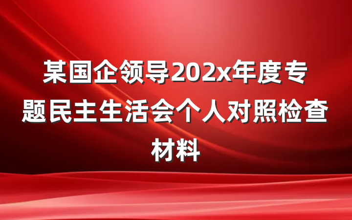 某国企领导202x年度专题民主生活会个人对照检查材料