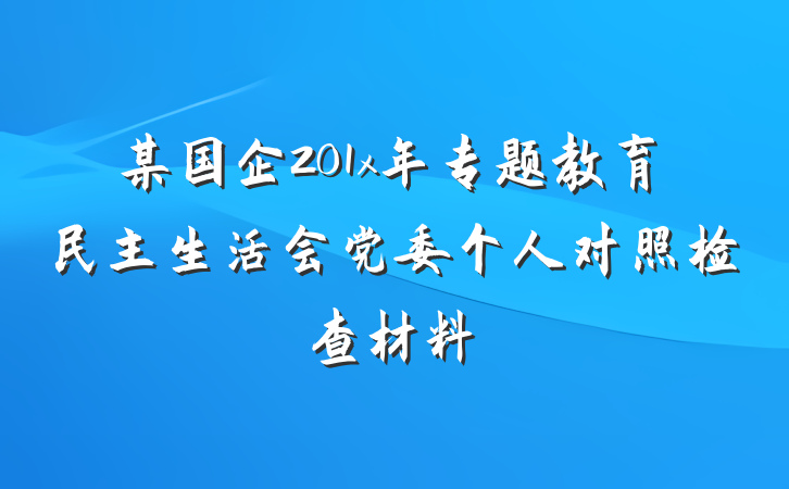 某国企201x年专题教育民主生活会党委个人对照检查材料