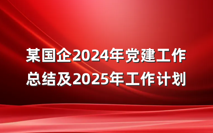 某国企2024年党建工作总结及2025年工作计划