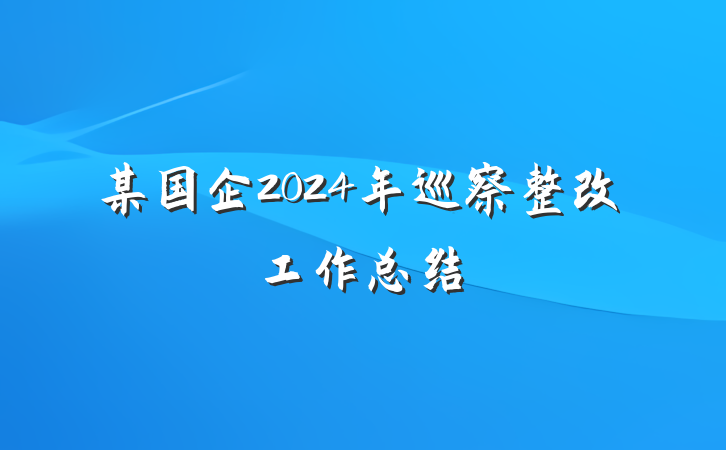 某国企2024年巡察整改工作总结