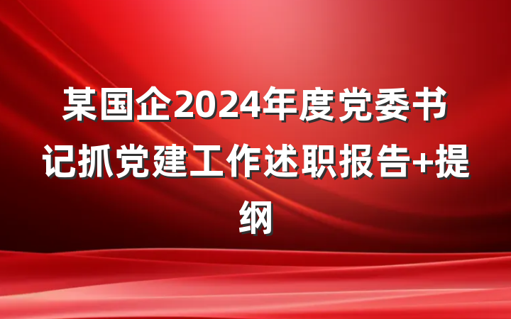 某国企2024年度党委书记抓党建工作述职报告 提纲