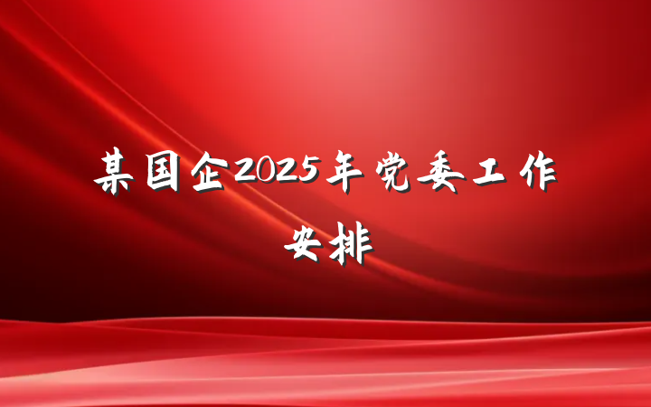某国企2025年党委工作安排