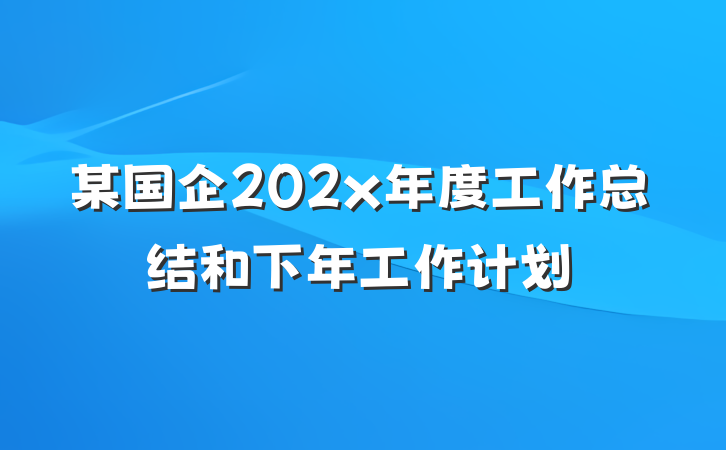 某国企202x年度工作总结和下年工作计划
