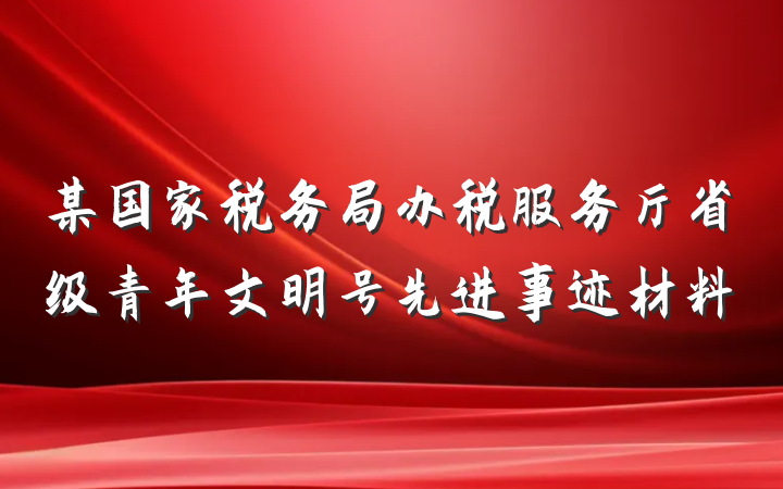 某国家税务局办税服务厅省级青年文明号先进事迹材料