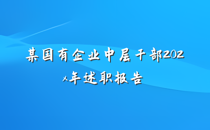 某国有企业中层干部202x年述职报告