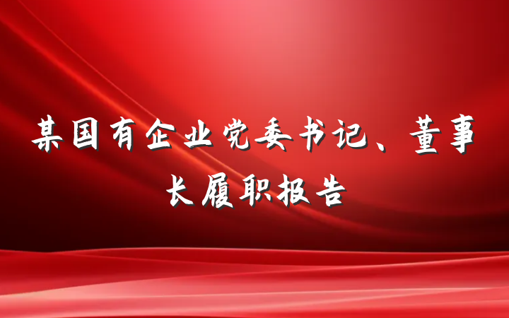 某国有企业党委书记、董事长履职报告
