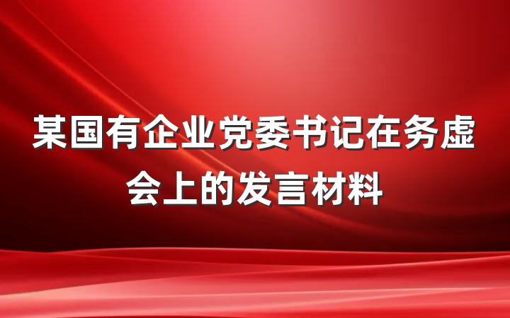 某国有企业党委书记在务虚会上的发言材料