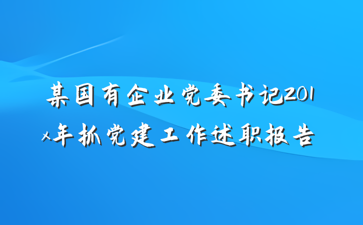 某国有企业党委书记201x年抓党建工作述职报告