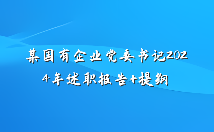 某国有企业党委书记2024年述职报告 提纲