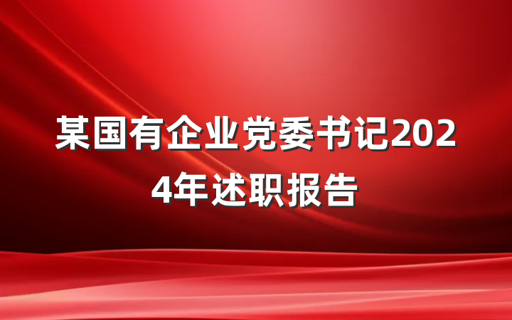 某国有企业党委书记2024年述职报告