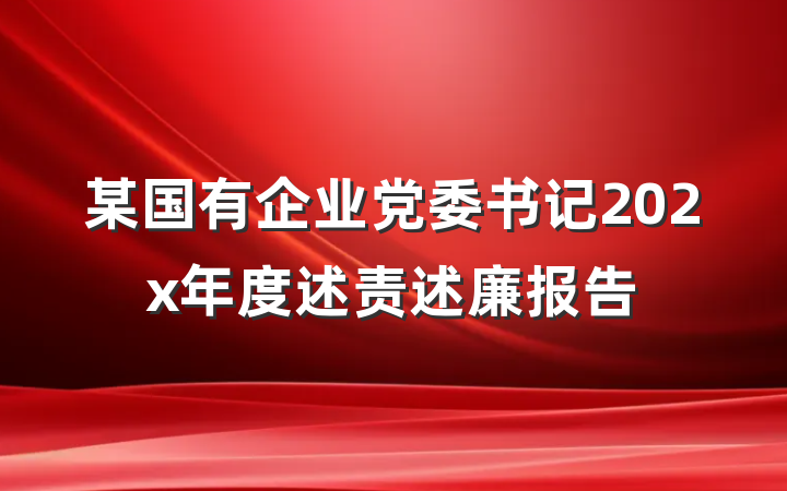 某国有企业党委书记202x年度述责述廉报告