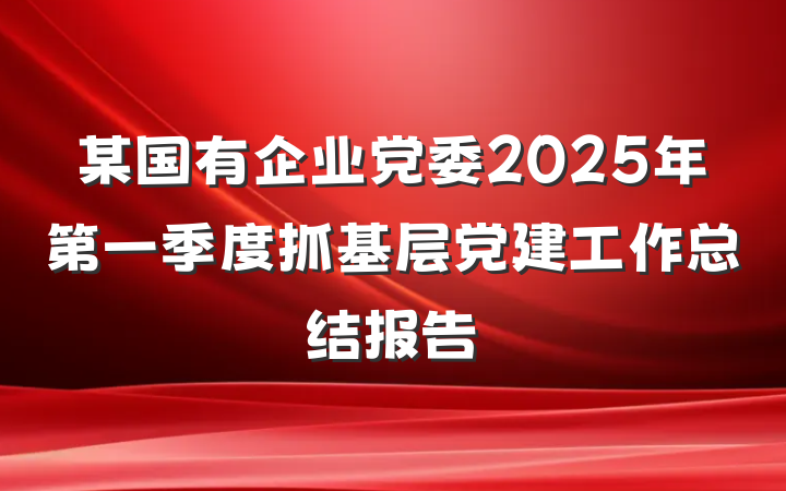 某国有企业党委2025年第一季度抓基层党建工作总结报告