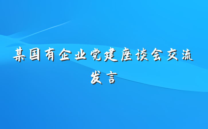 某国有企业党建座谈会交流发言