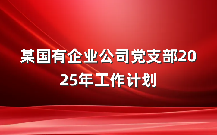 某国有企业公司党支部2025年工作计划