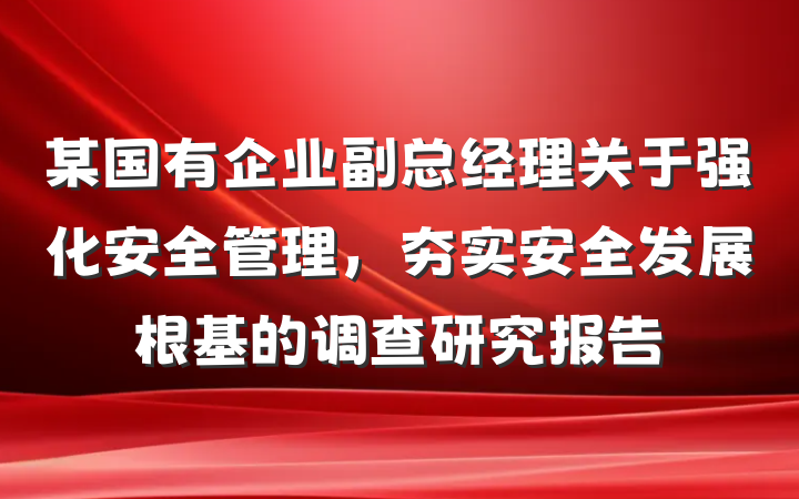 某国有企业副总经理关于强化安全管理，夯实安全发展根基的调查研究报告