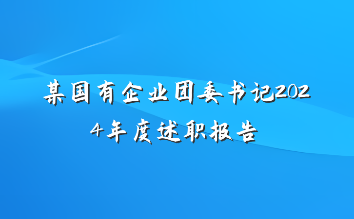 某国有企业团委书记2024年度述职报告