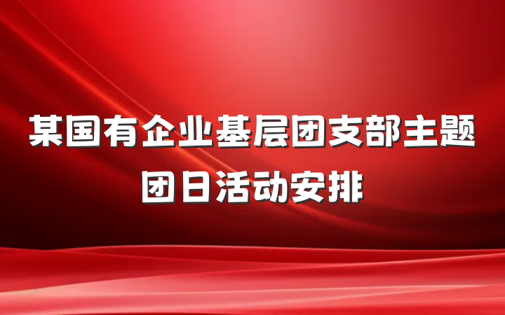 某国有企业基层团支部主题团日活动安排