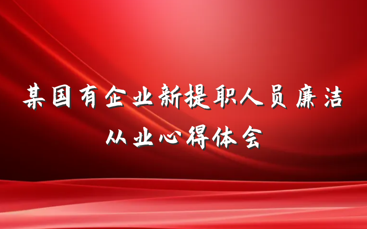 某国有企业新提职人员廉洁从业心得体会