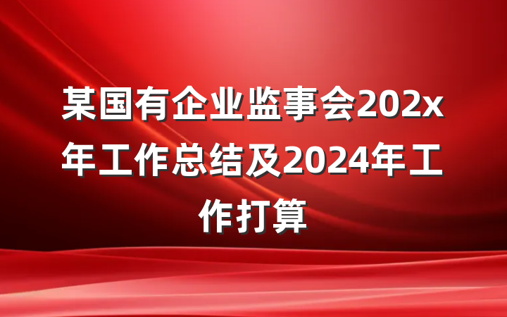 某国有企业监事会202x年工作总结及2024年工作打算