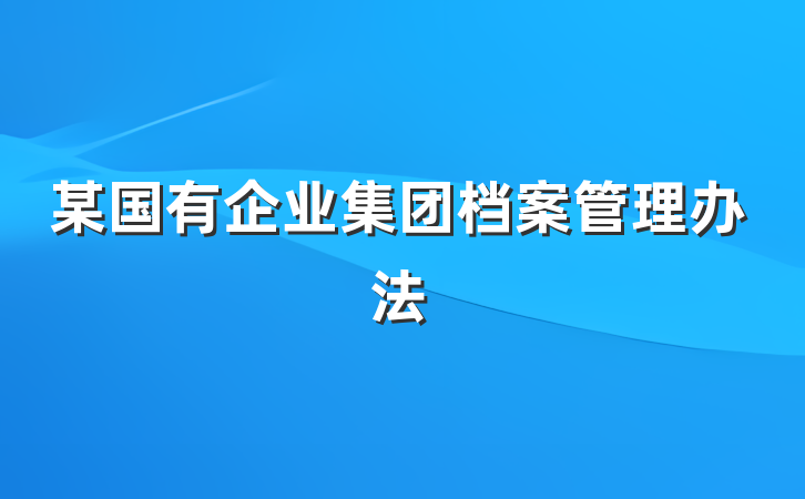 某国有企业集团档案管理办法