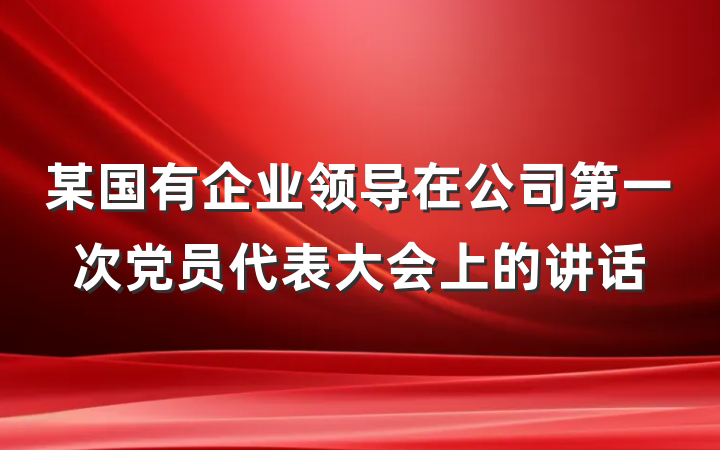 某国有企业领导在公司第一次党员代表大会上的讲话