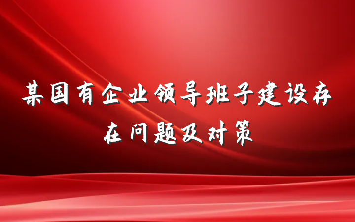 某国有企业领导班子建设存在问题及对策