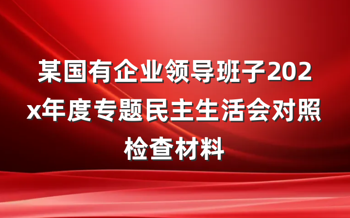 某国有企业领导班子202x年度专题民主生活会对照检查材料