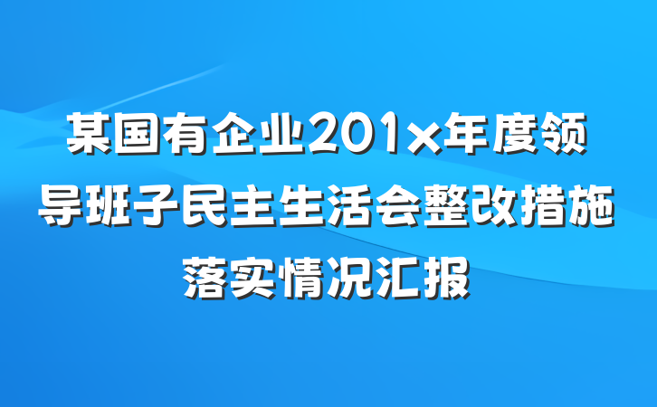 某国有企业201x年度领导班子民主生活会整改措施落实情况汇报