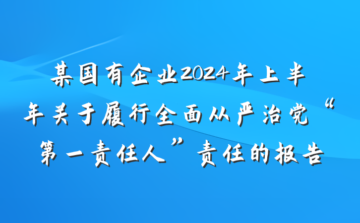 某国有企业2024年上半年关于履行全面从严治党“第一责任人”责任的报告
