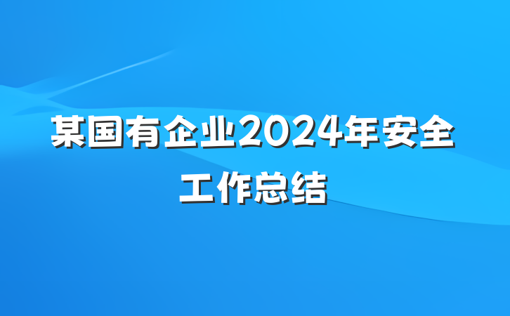 某国有企业2024年安全工作总结