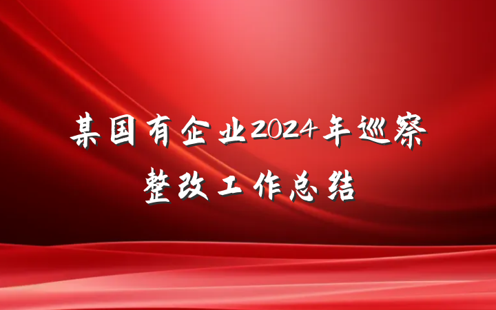 某国有企业2024年巡察整改工作总结