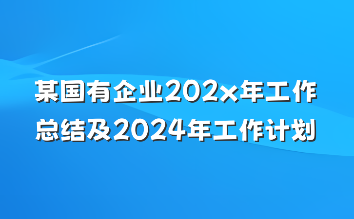 某国有企业202x年工作总结及2024年工作计划
