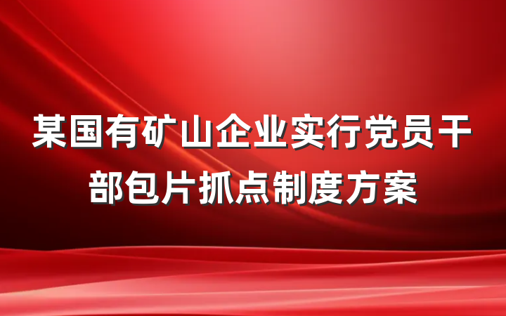 某国有矿山企业实行党员干部包片抓点制度方案