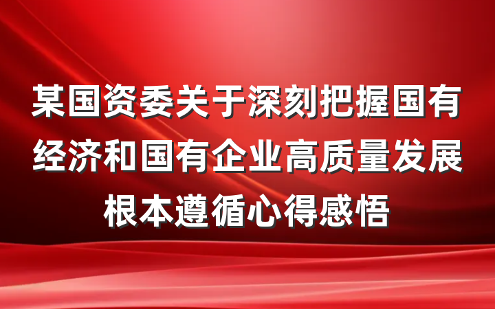某国资委关于深刻把握国有经济和国有企业高质量发展根本遵循心得感悟