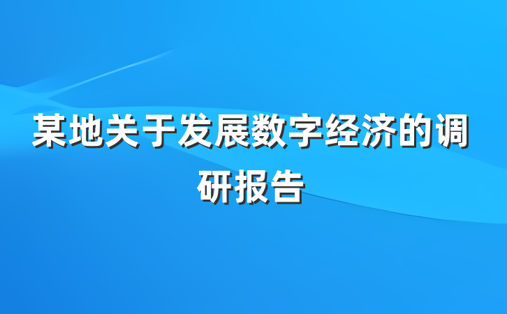 某地关于发展数字经济的调研报告