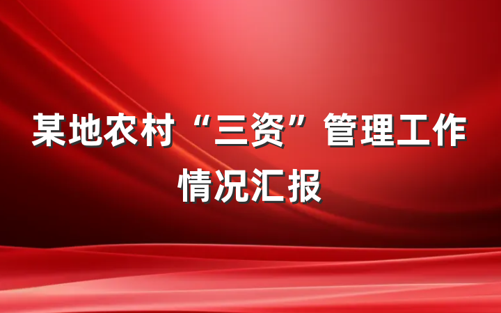 某地农村“三资”管理工作情况汇报