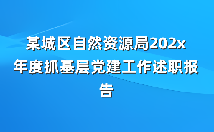 某城区自然资源局202x年度抓基层党建工作述职报告