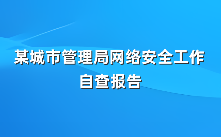 某城市管理局网络安全工作自查报告