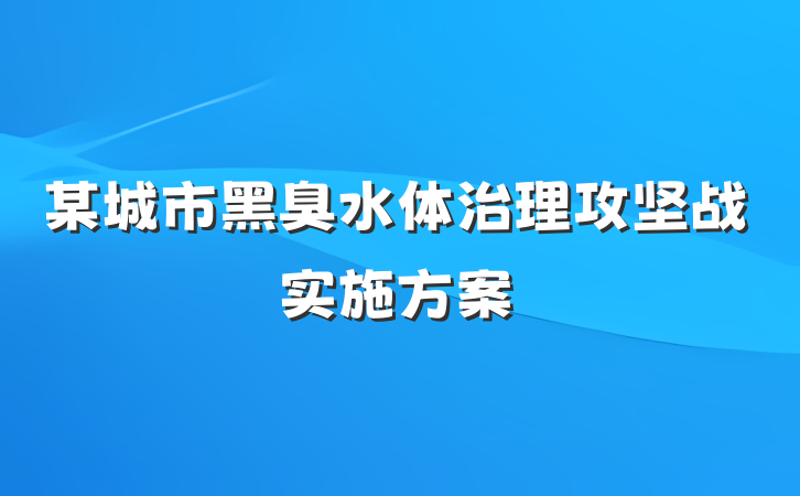 某城市黑臭水体治理攻坚战实施方案