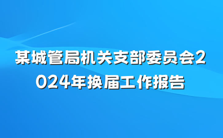 某城管局机关支部委员会2024年换届工作报告