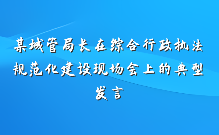 某城管局长在综合行政执法规范化建设现场会上的典型发言