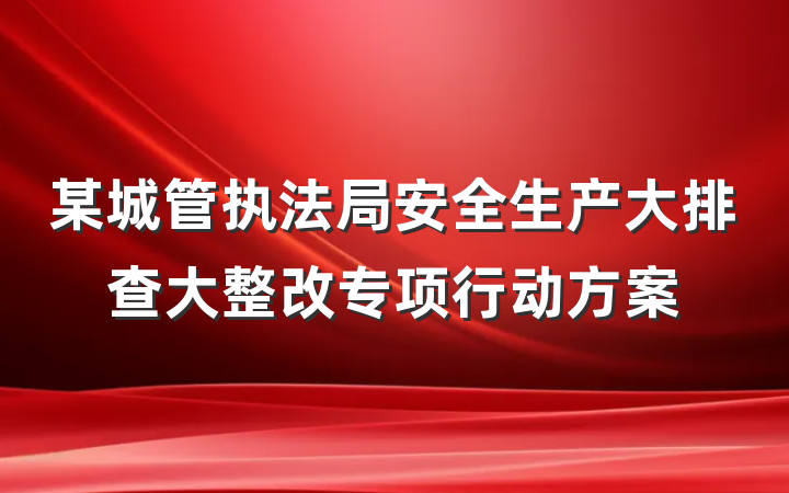 某城管执法局安全生产大排查大整改专项行动方案