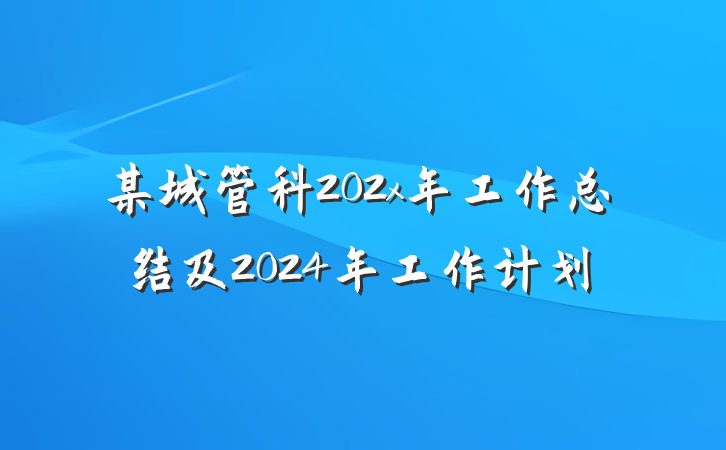某城管科202x年工作总结及2024年工作计划