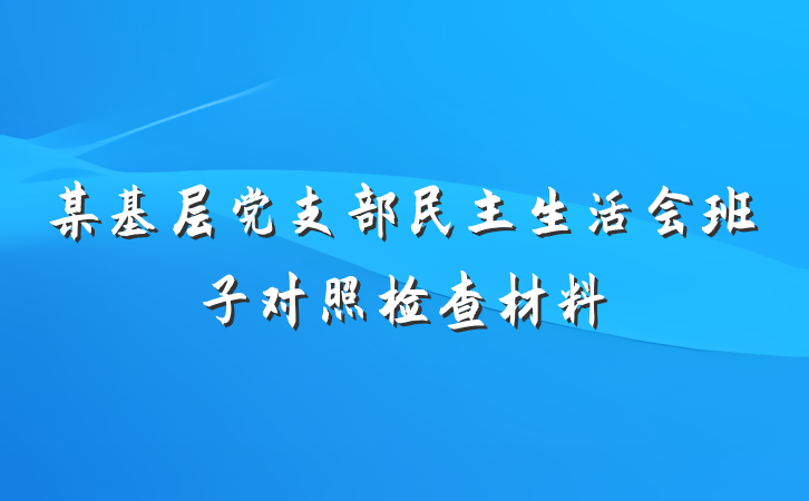 某基层党支部民主生活会班子对照检查材料