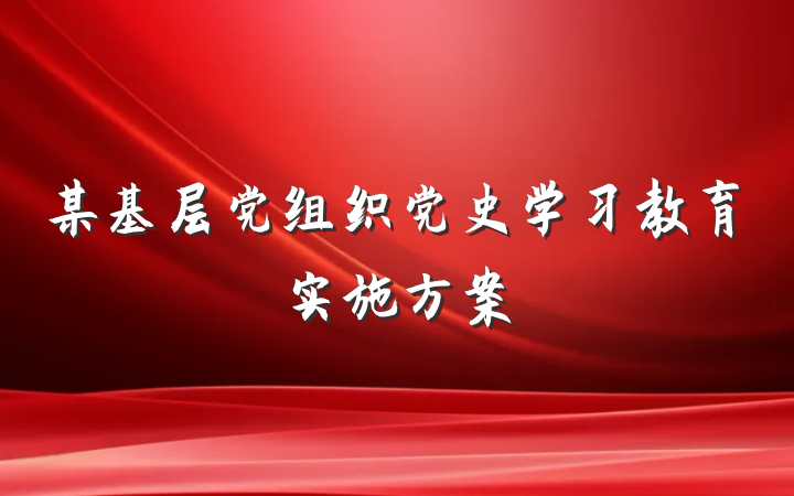某基层党组织党史学习教育实施方案