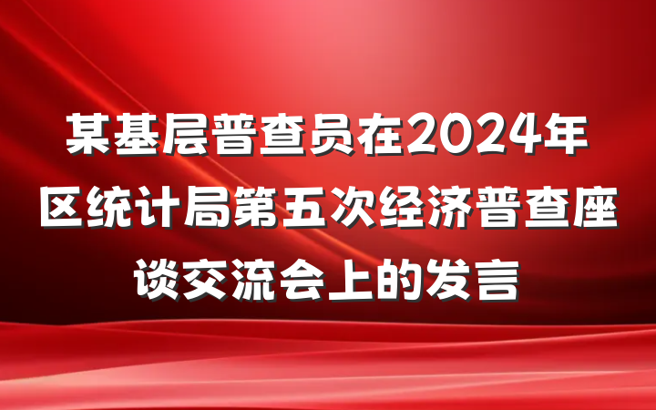 某基层普查员在2024年区统计局第五次经济普查座谈交流会上的发言