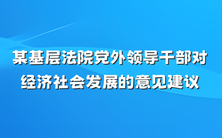 某基层法院党外领导干部对经济社会发展的意见建议