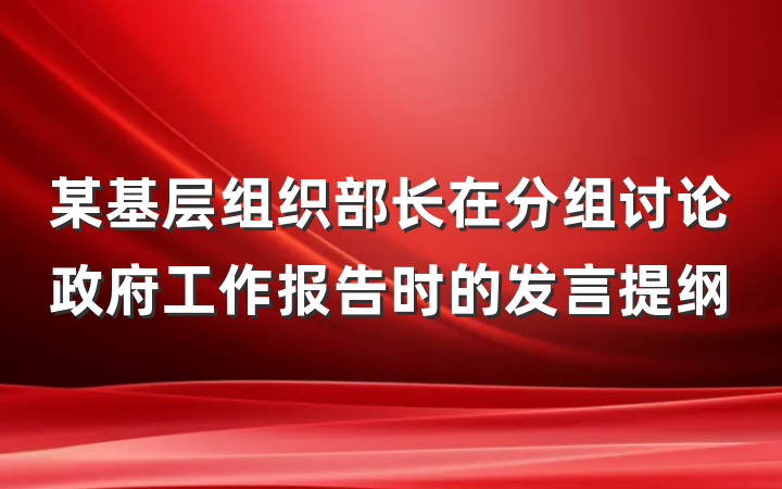 某基层组织部长在分组讨论政府工作报告时的发言提纲